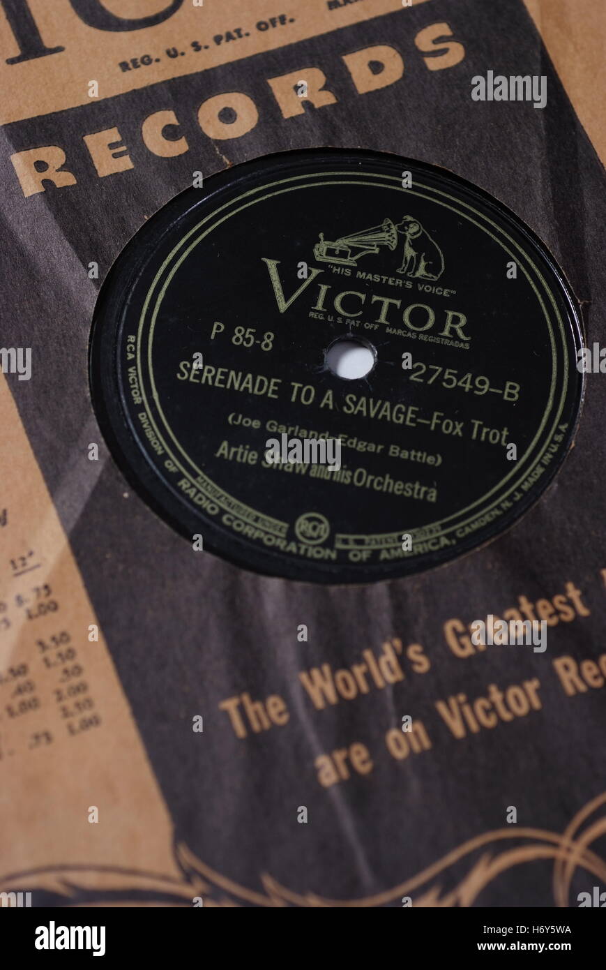 Vintage vinyl 78 rpm record. Stock Photo