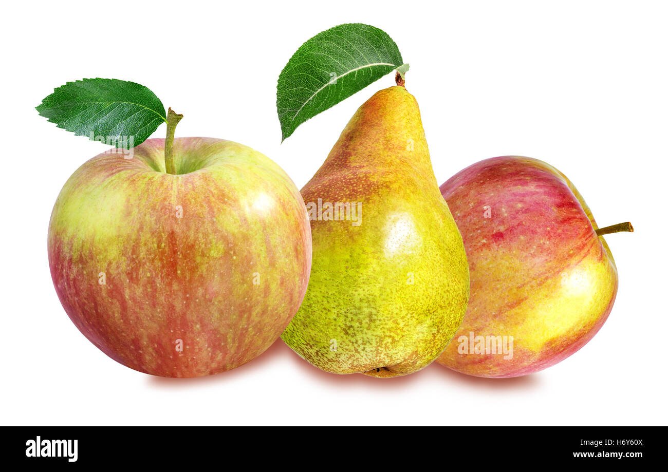 apple and pear isolated on white background Stock Photo