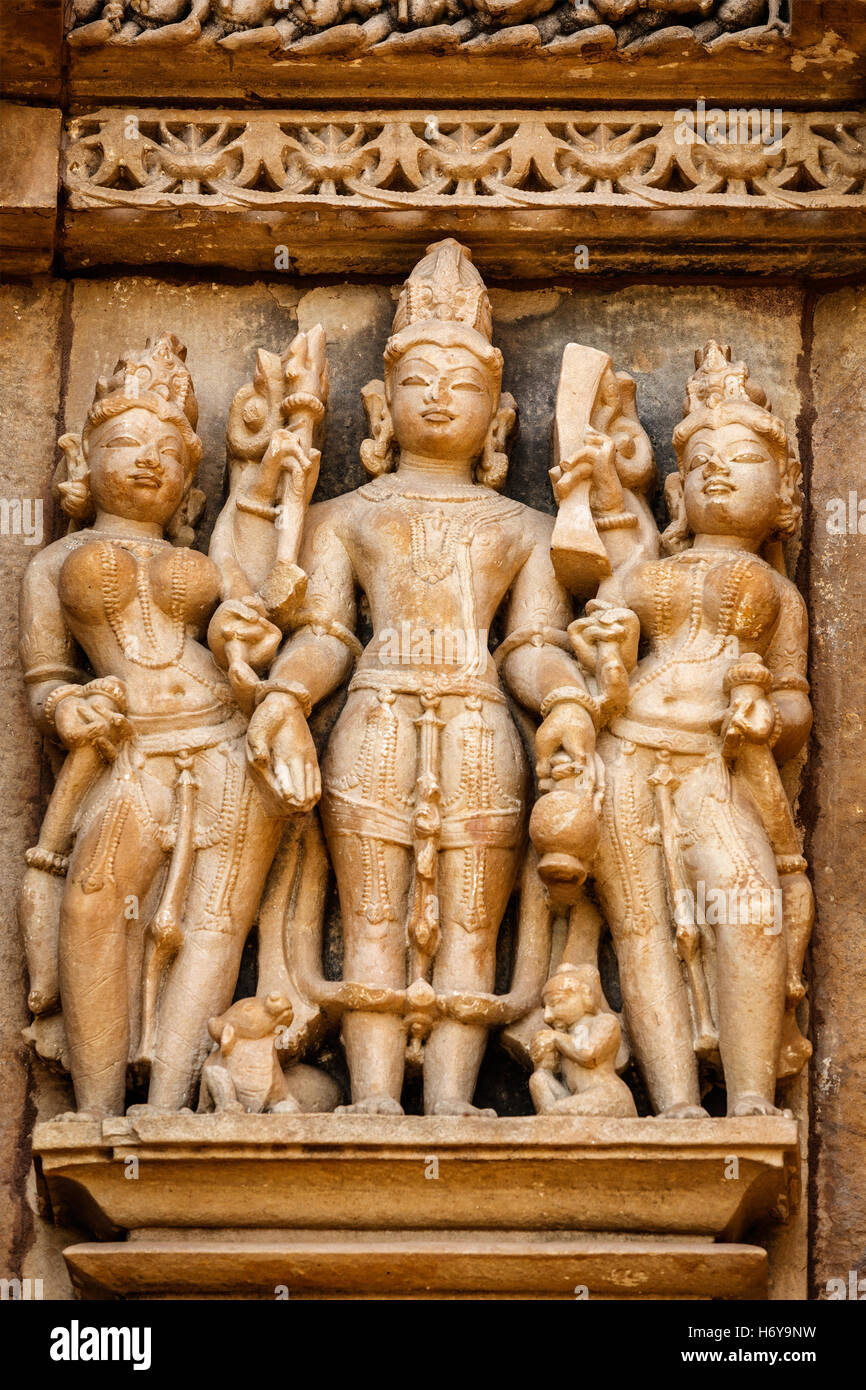 Famous sculptures of Khajuraho temples, India Stock Photo Alamy