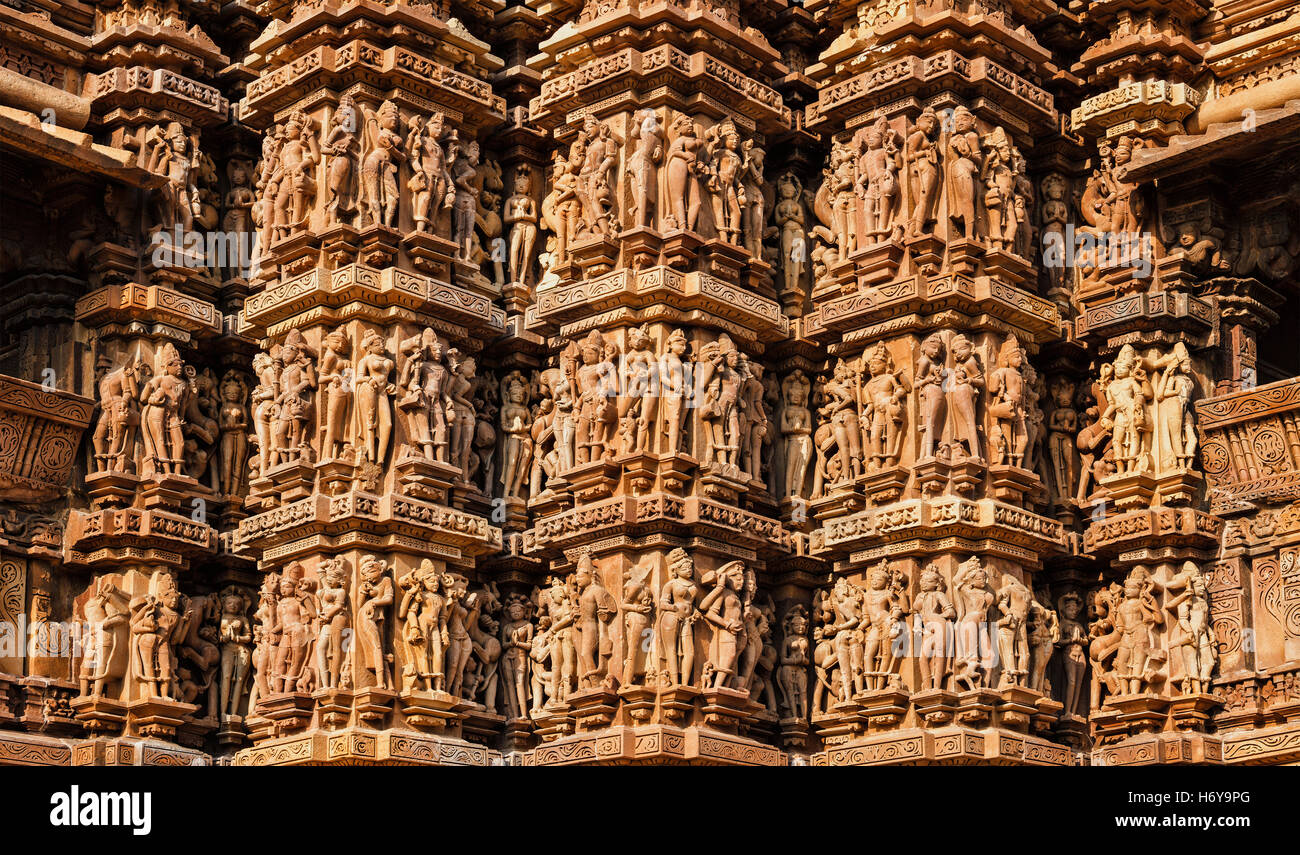 Famous Sculptures Of Khajuraho Temples, India Stock Photo - Alamy