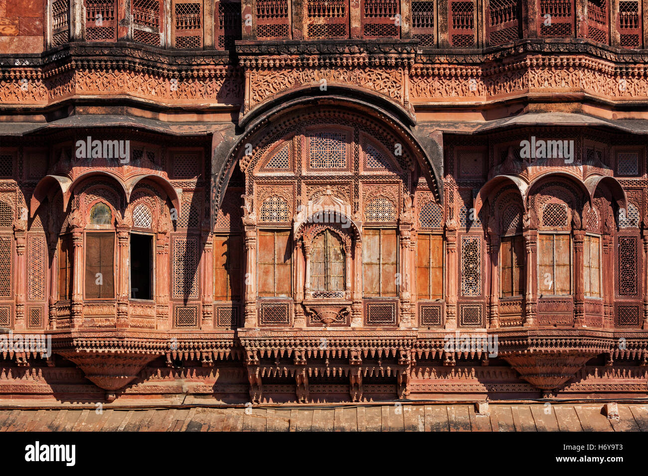 Decorated carved windows in Rajasthan, India Stock Photo Alamy
