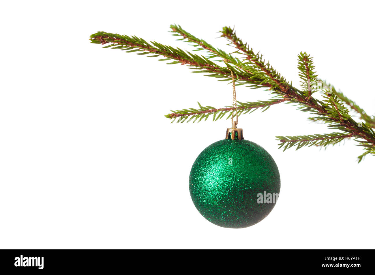 Decoration bauble on decorated Christmas tree iso Stock Photo