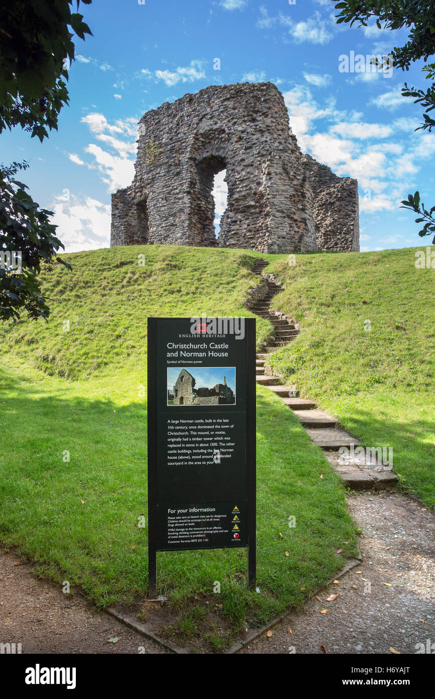 Christchurch Castle, An English Heritage site, in Christchurch, England. Stock Photo