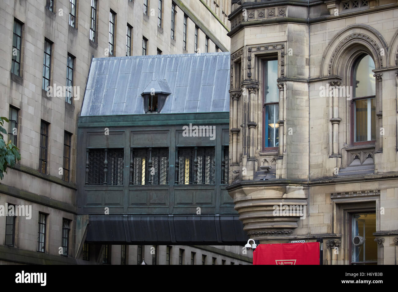 Manchester Town hall extension Walkway tunnel bridge old new connected