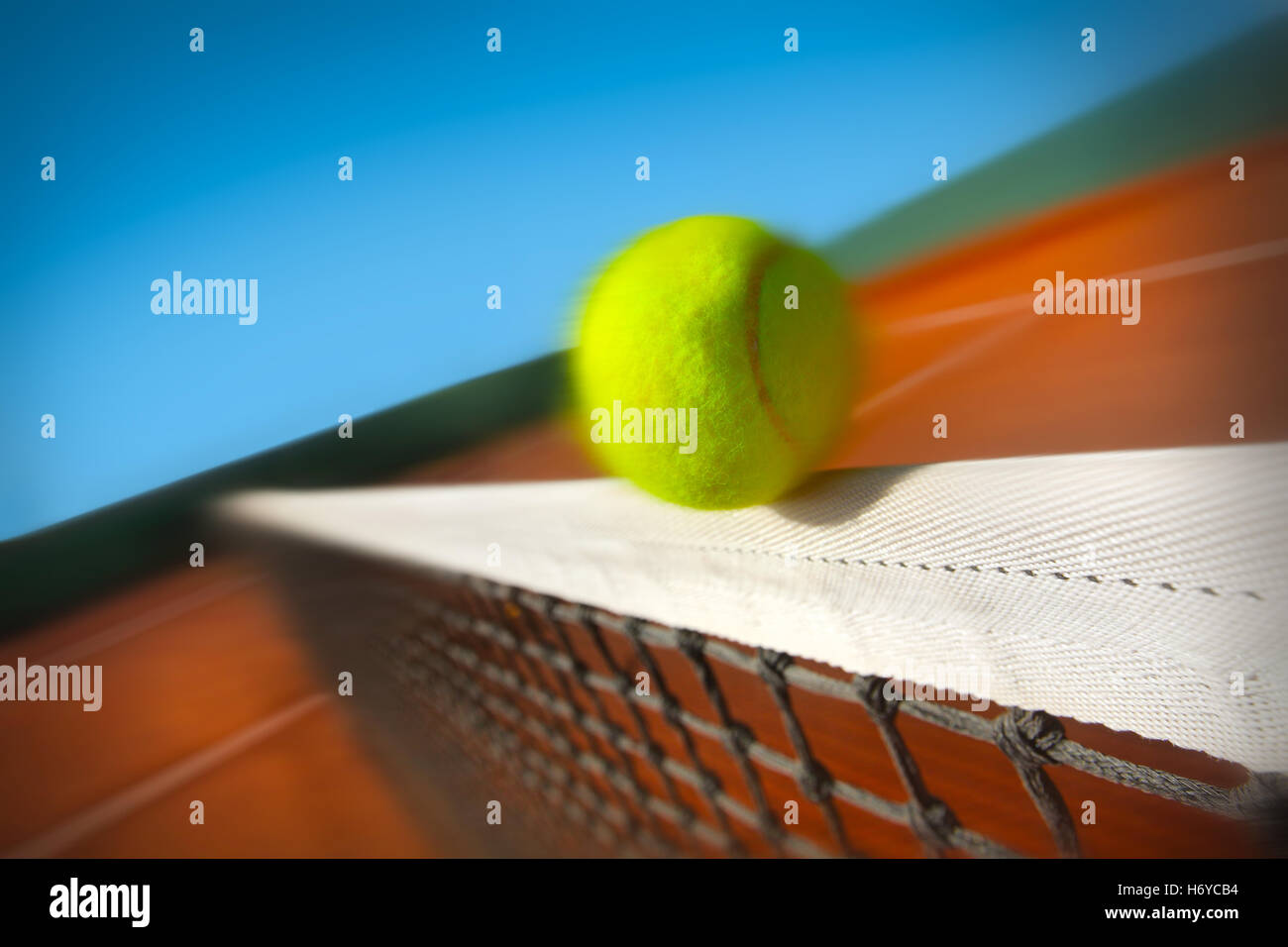 Tennis ball hitting the net Stock Photo Alamy