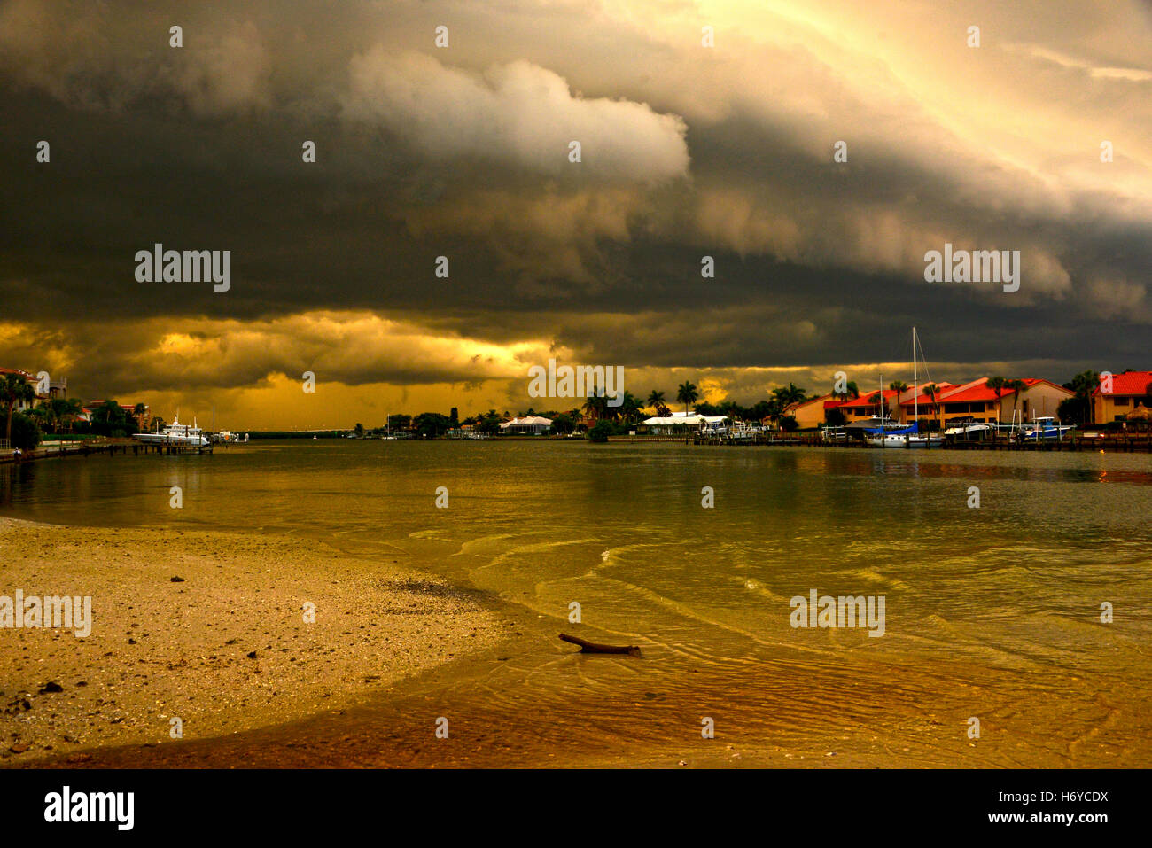 Beach Thundercloud bad weather coast Stock Photo