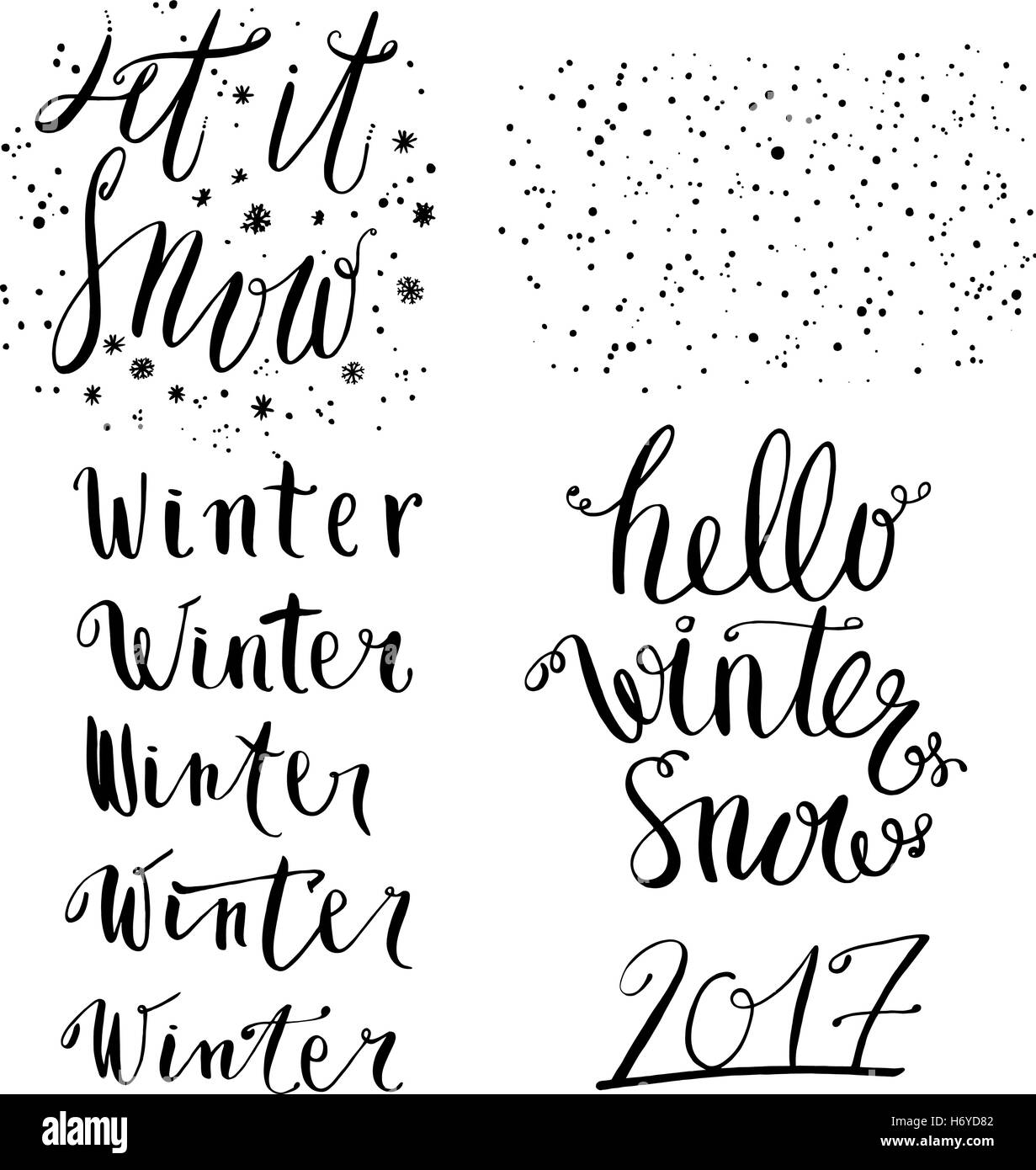 Winter lettering set Stock Vector