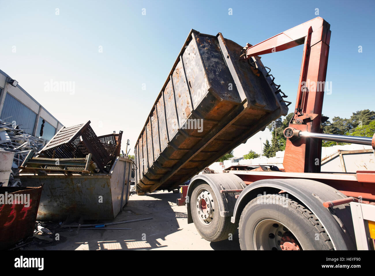 Unloading skip in scrap metal yard  Image downloaded by   at 10:17 on the 14/06/15 Stock Photo