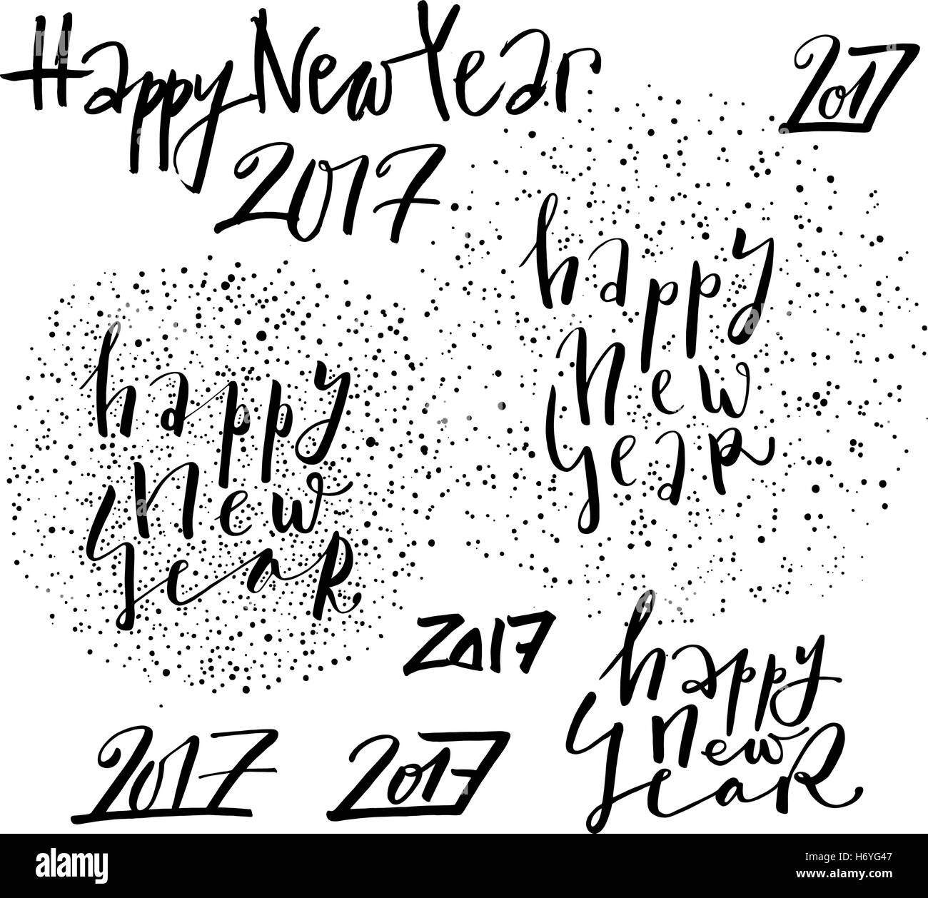 Happy new year lettering set Stock Vector