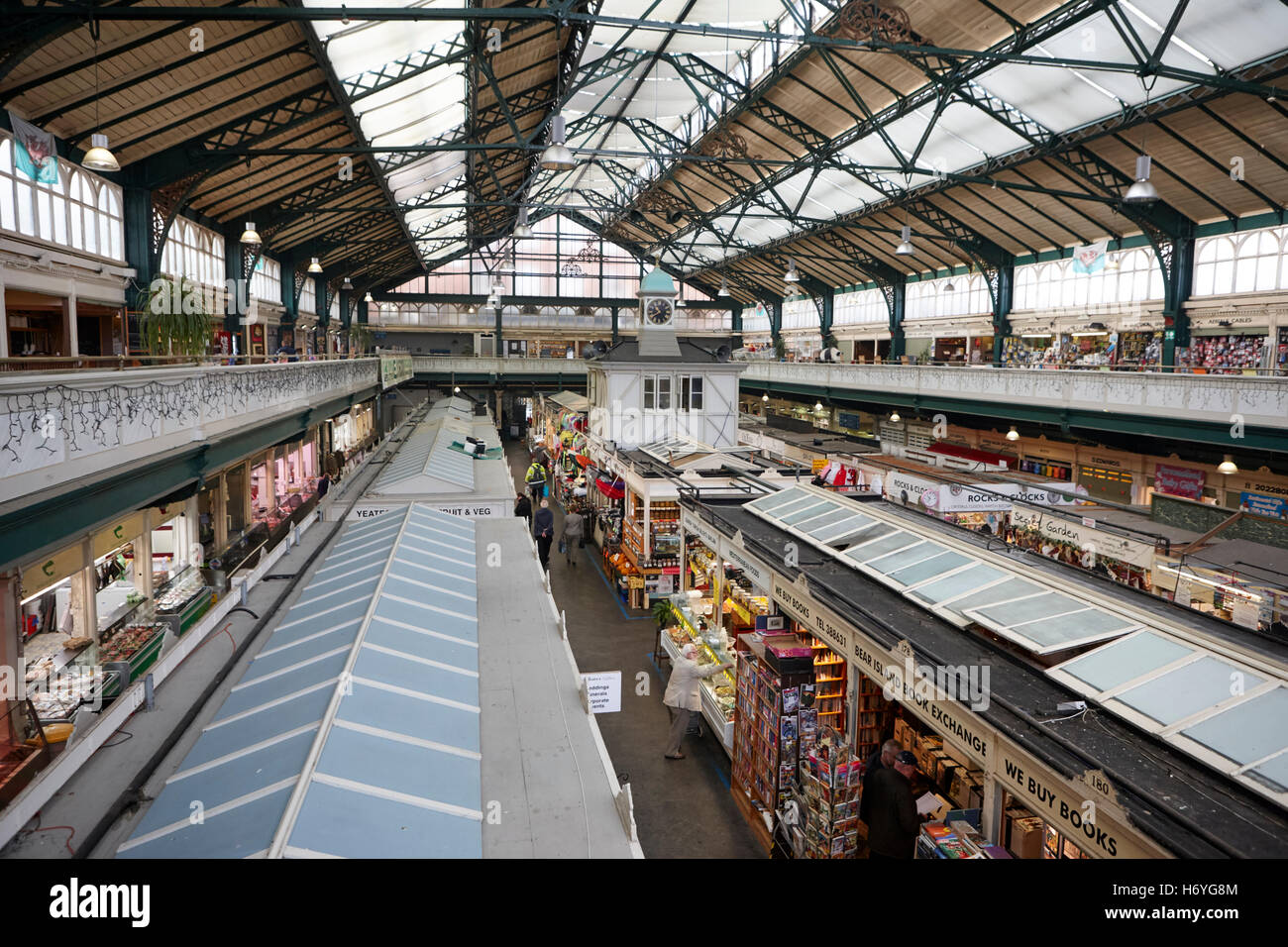 interior of Cardiff central market Wales United Kingdom Stock Photo