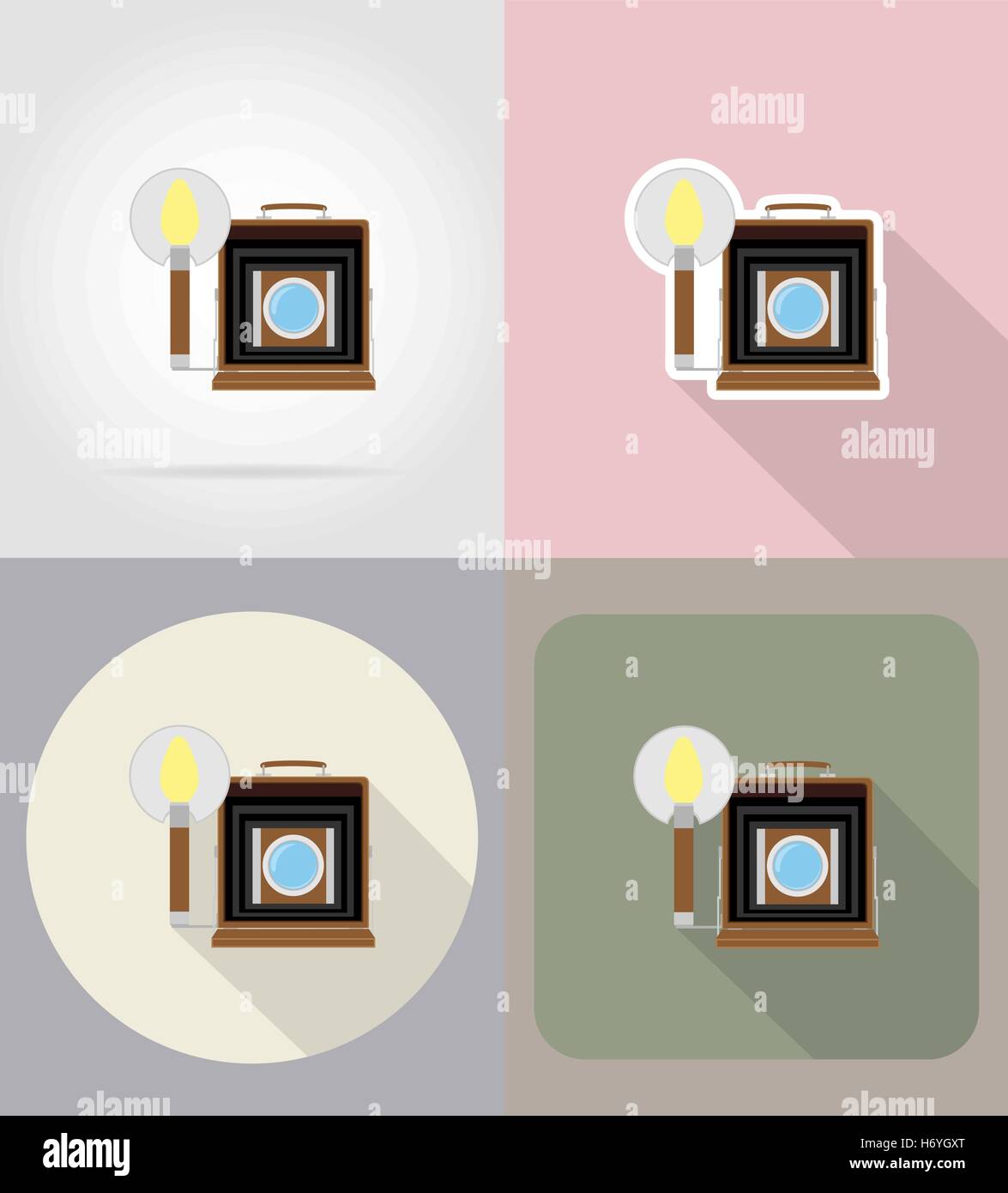 old retro vintage photo camera flat icons vector illustration isolated ...