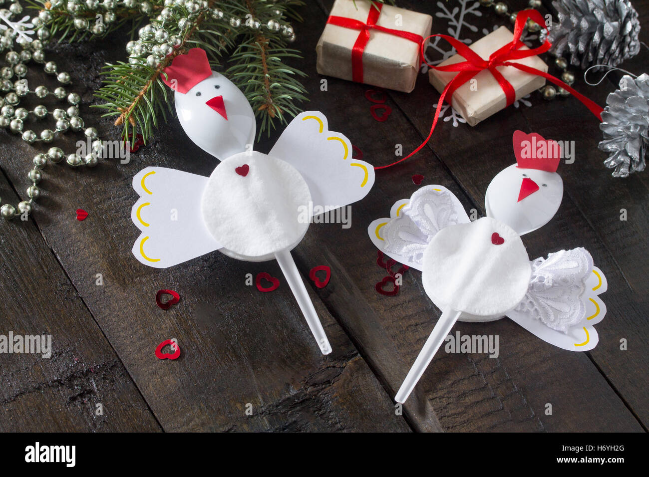 Create Child Christmas Gift Toy Rooster In Christmas Decorations