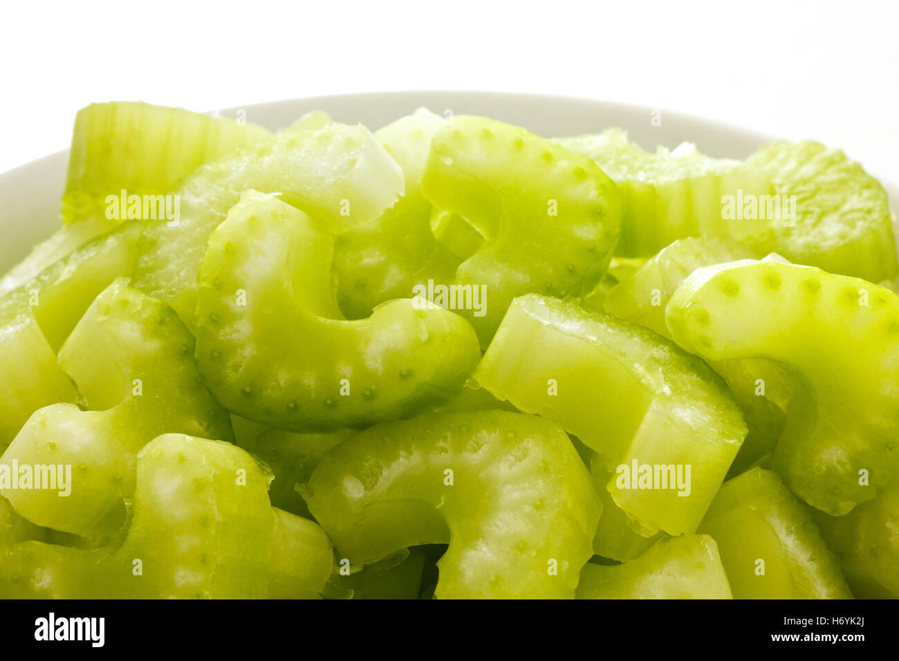 Cut celery close up in a bowl Stock Photo