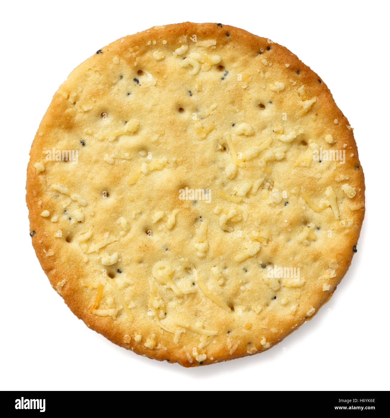 Crispy round cheese cracker from above Stock Photo Alamy