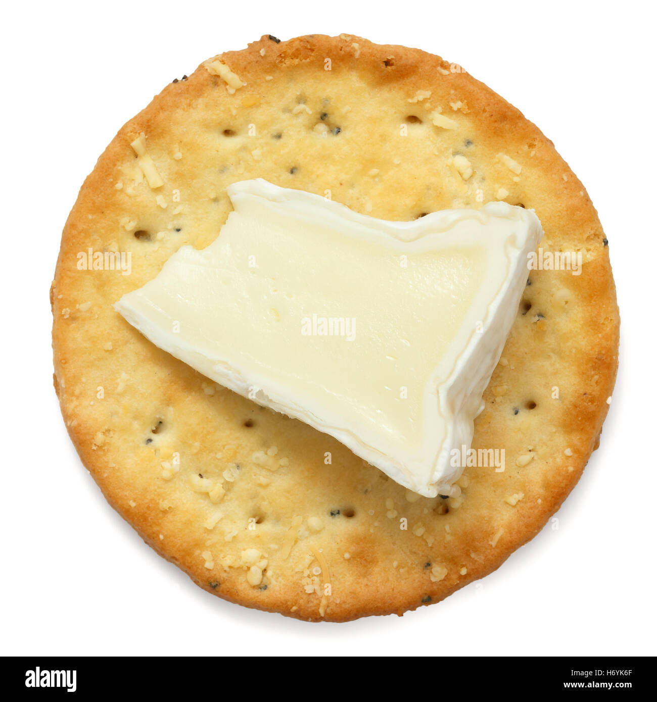 Crispy round cheese cracker from above. With brie Stock Photo Alamy