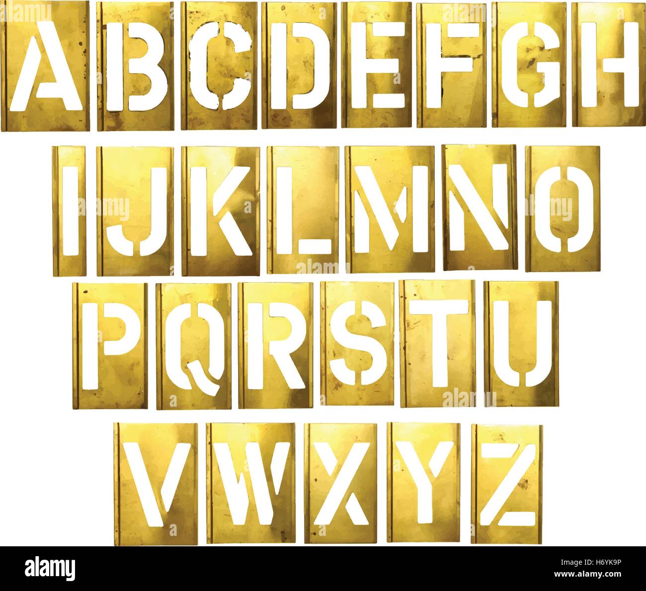 Gold Army Stencil Alphabet Letter Collection Vector Stock Vector Image ...