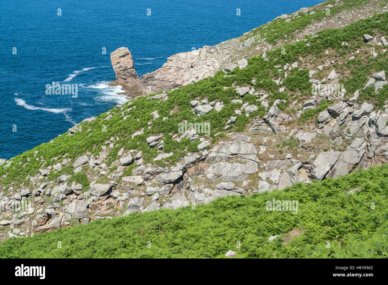 coastal scenery around Pointe du Raz, a promontory in Brittany, France Stock Photo