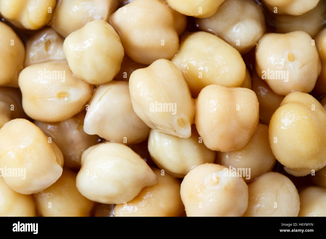 Background of cooked chickpeas from above. Stock Photo