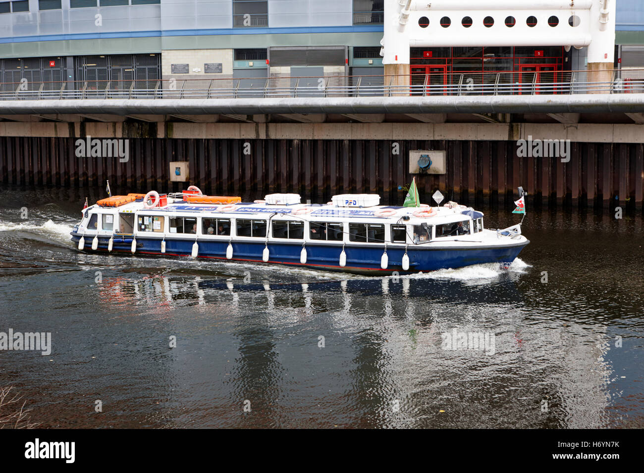 Cardiff boat tour on river taff Wales United Kingdom Stock Photo
