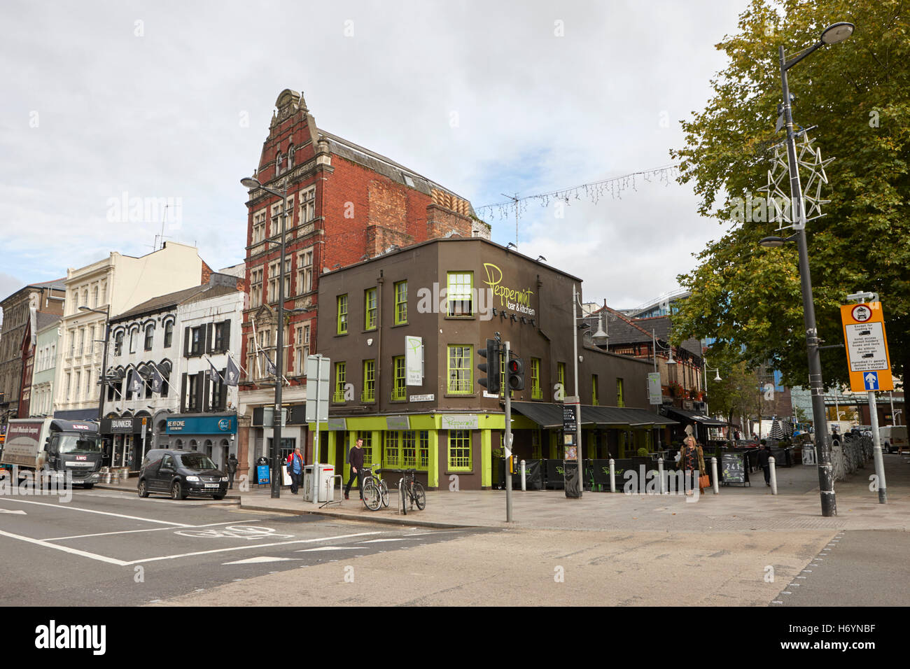 peppermint bar and kitchen at junction of st mary street and mill lane Cardiff Wales United Kingdom Stock Photo