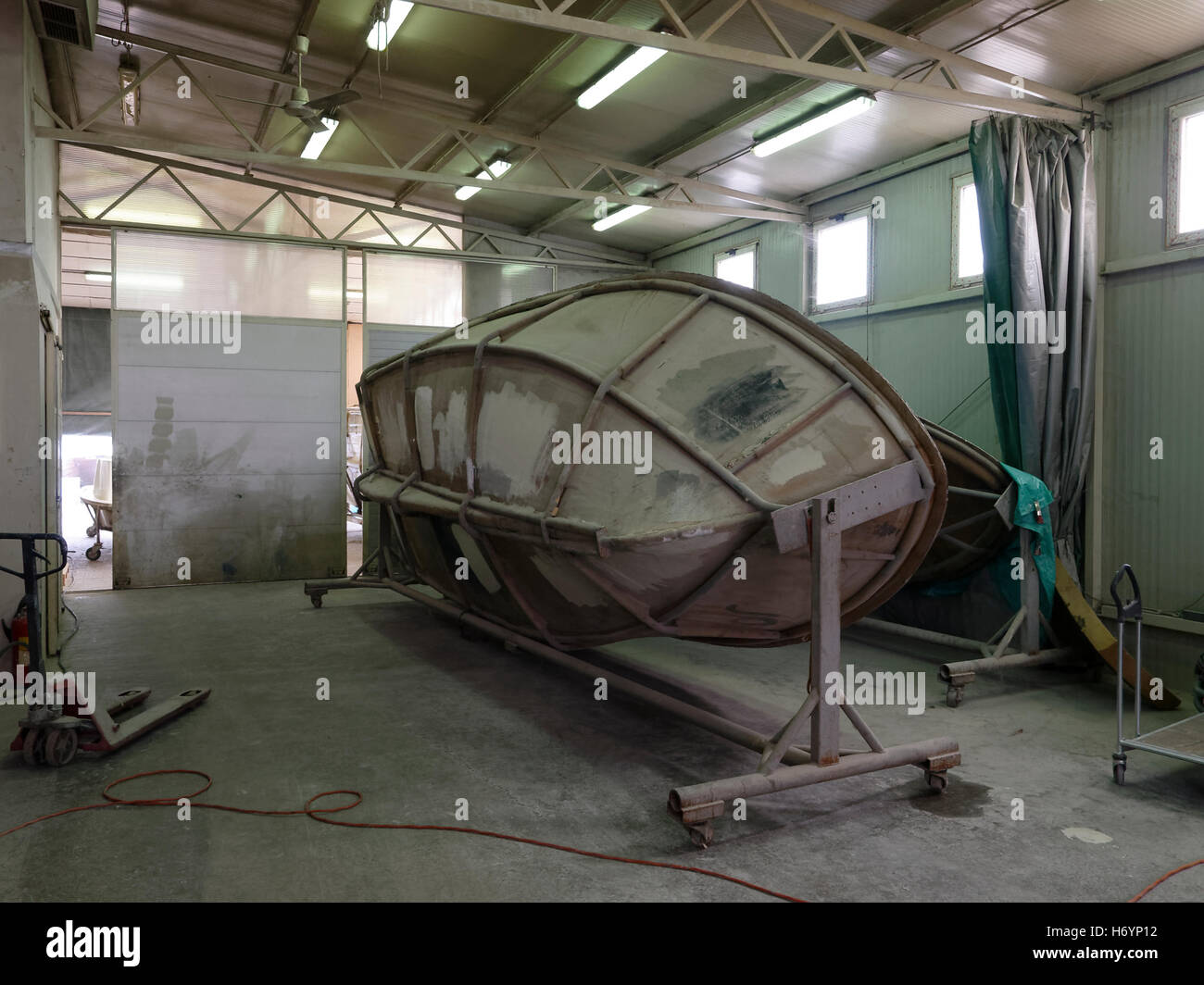 Boat fiberglass mold with support structure (rotated Stock Photo Alamy