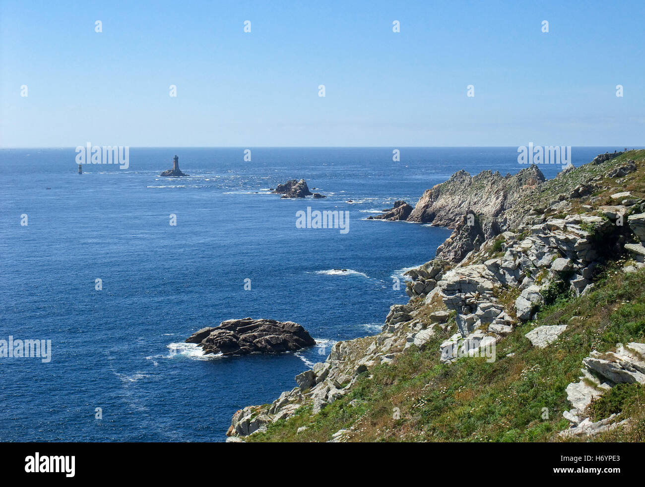 coastal scenery around Pointe du Raz, a promontory in Brittany, France Stock Photo