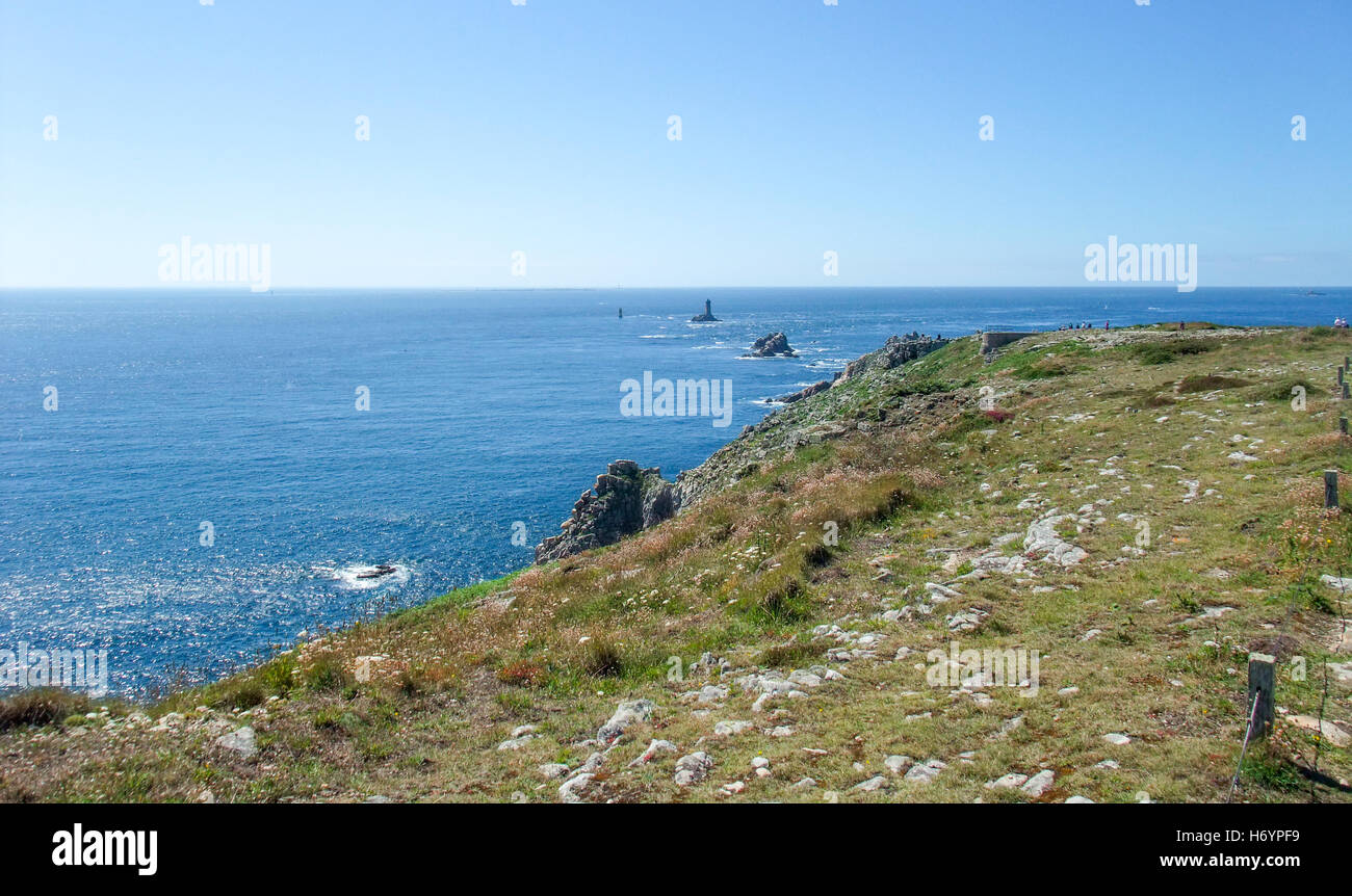 coastal scenery around Pointe du Raz, a promontory in Brittany, France Stock Photo