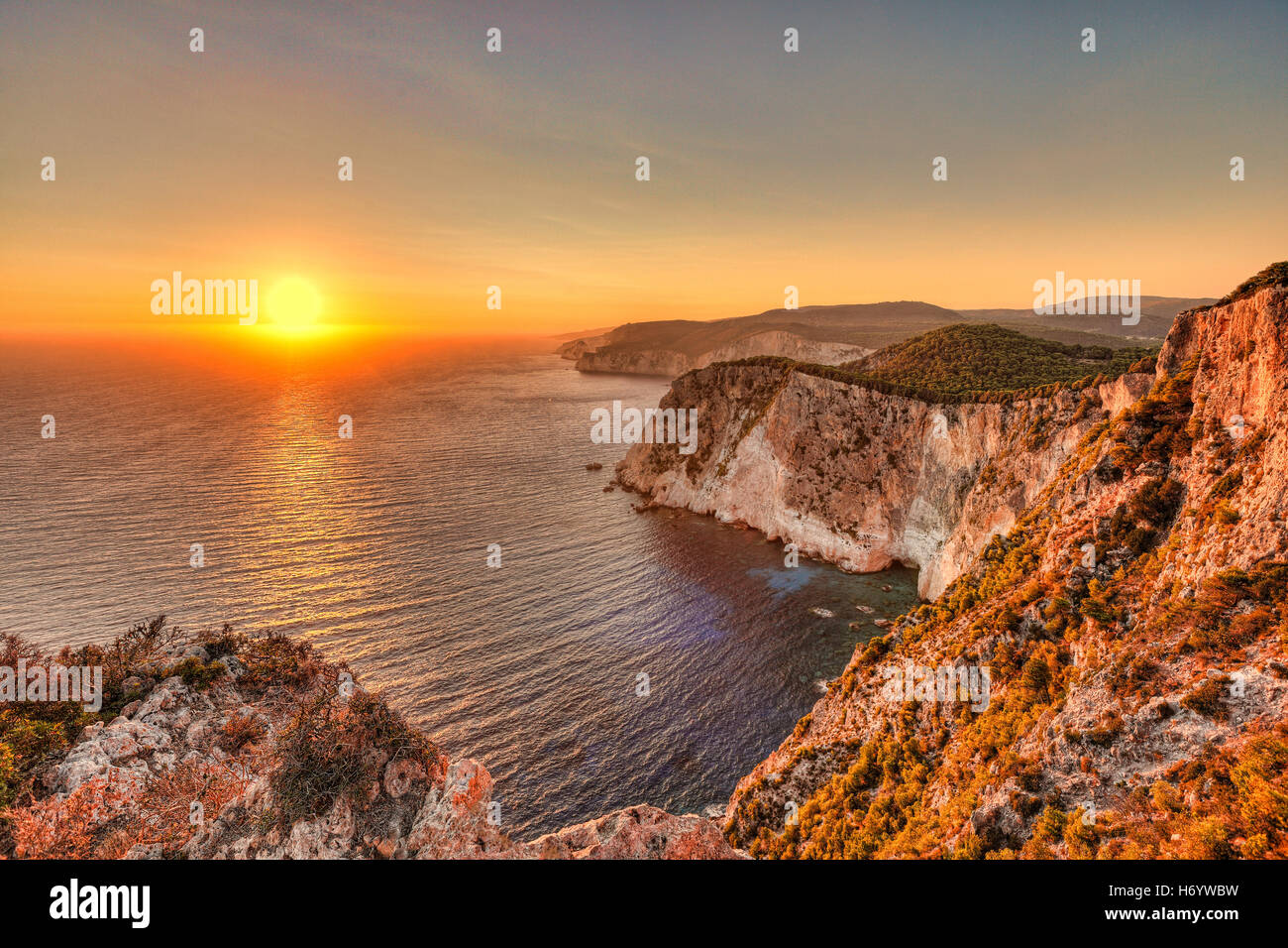 The famous sunset at Keri in Zakynthos island, Greece Stock Photo - Alamy