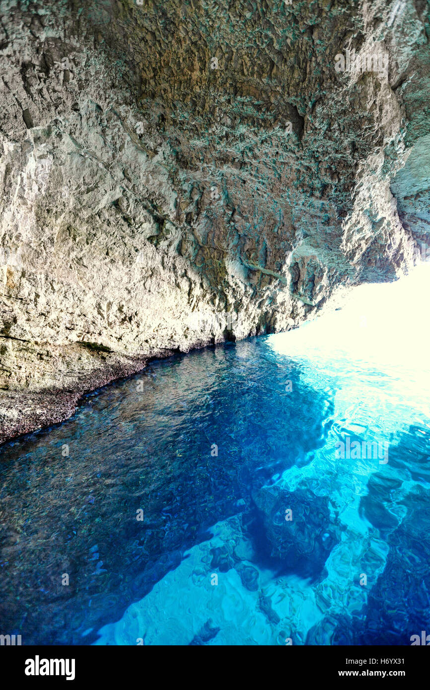 The famous Blue Caves in Zakynthos island, Greece Stock Photo