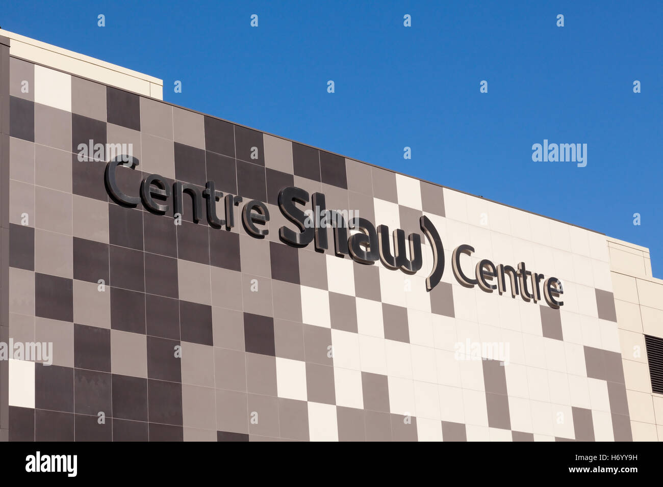 The Shaw Centre (Ottawa Convention Centre) logo and sign. Ottawa, Ontario, Canada. Stock Photo