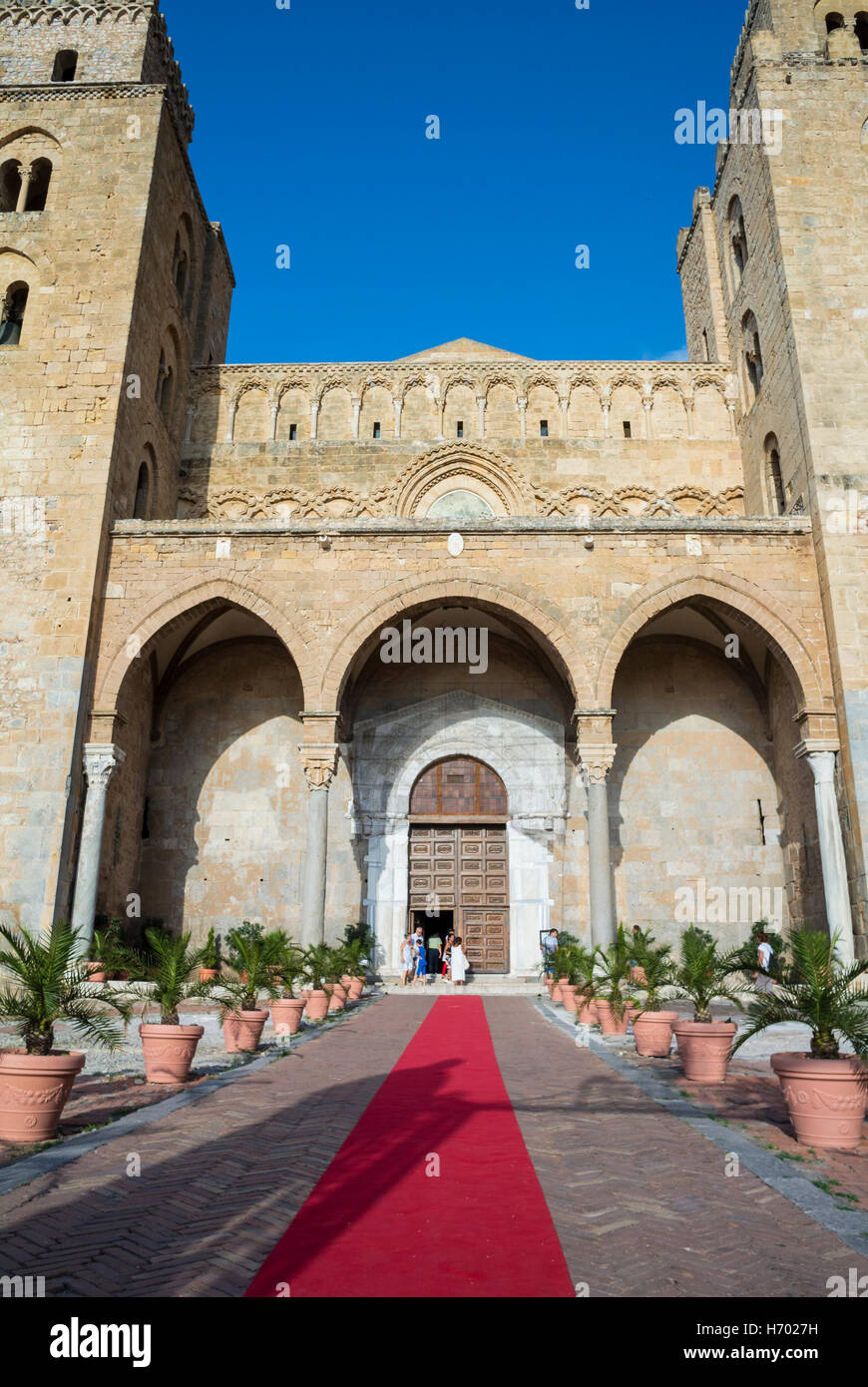Facade of Cathedral Cefalu Sicily Italy Stock Photo