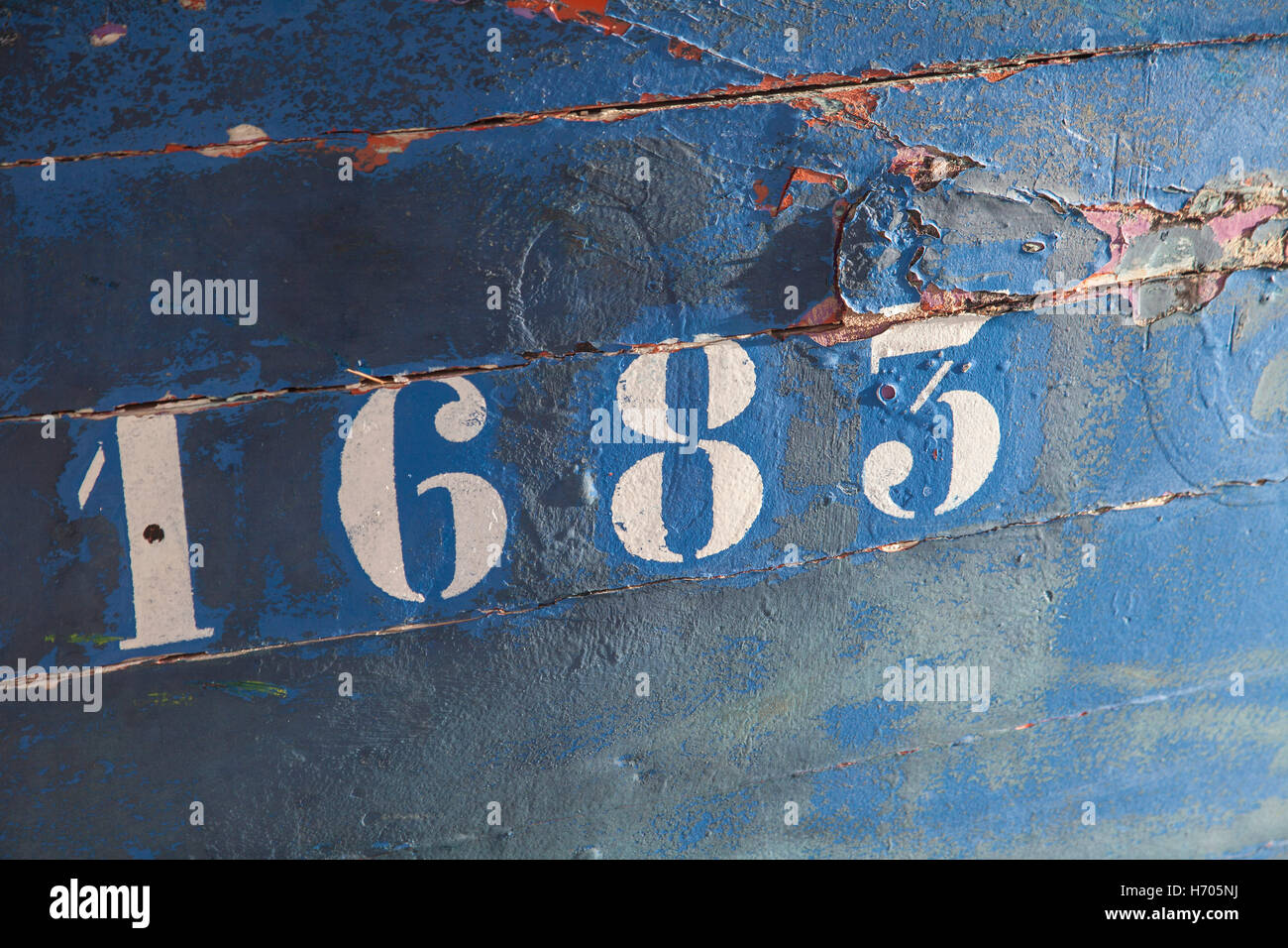 Number on Fishing Boat, Vieux Port, Marseille, France Stock Photo