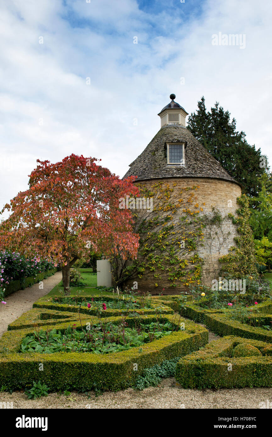 Pigeon house and garden in autumn at Rousham House and Garden. Oxfordshire, England Stock Photo