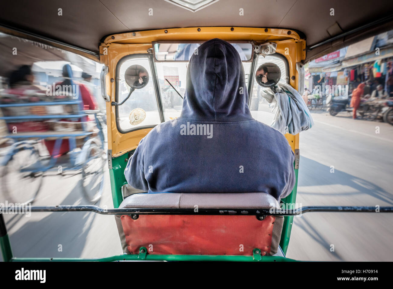 Traveling Fast by Rickshaw Stock Photo