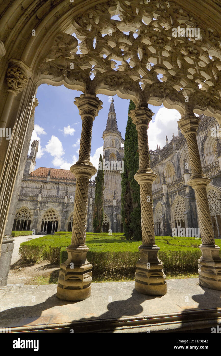 Portugal, the Ribatejo district, Costa da prata, Batalha, the Monastery of Santa Maria da Vitoria,  gothic tracery Stock Photo