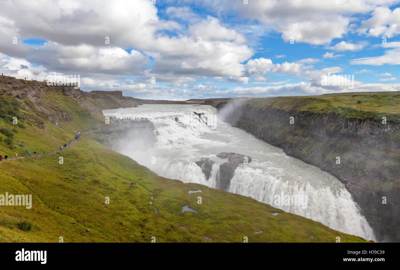 A view of Gullfoss Falls, Iceland. Stock Photo