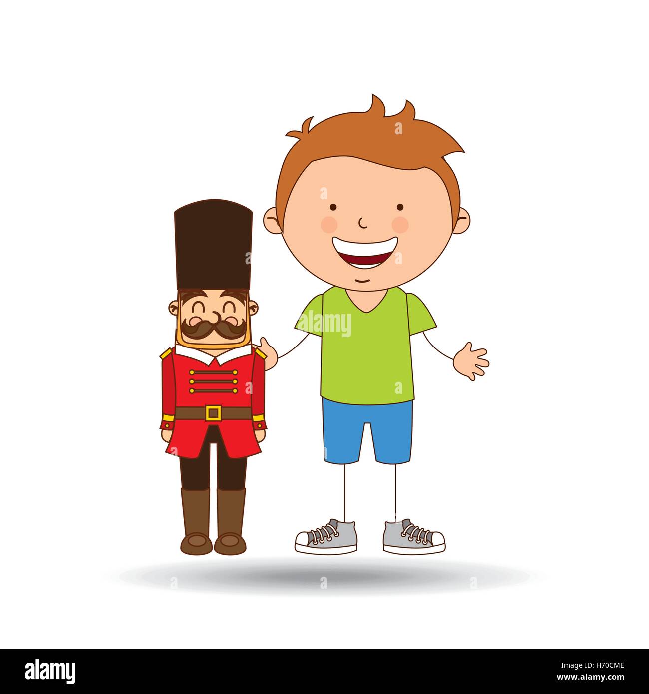 boy lovely smiling wooden soldier graphic vector illustration eps 10 Stock Vector