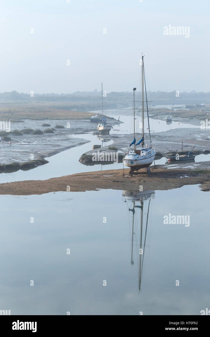 Mudflats off Old Leigh as Tide Starts to Rise, Looking Towards Two Tree Island Stock Photo