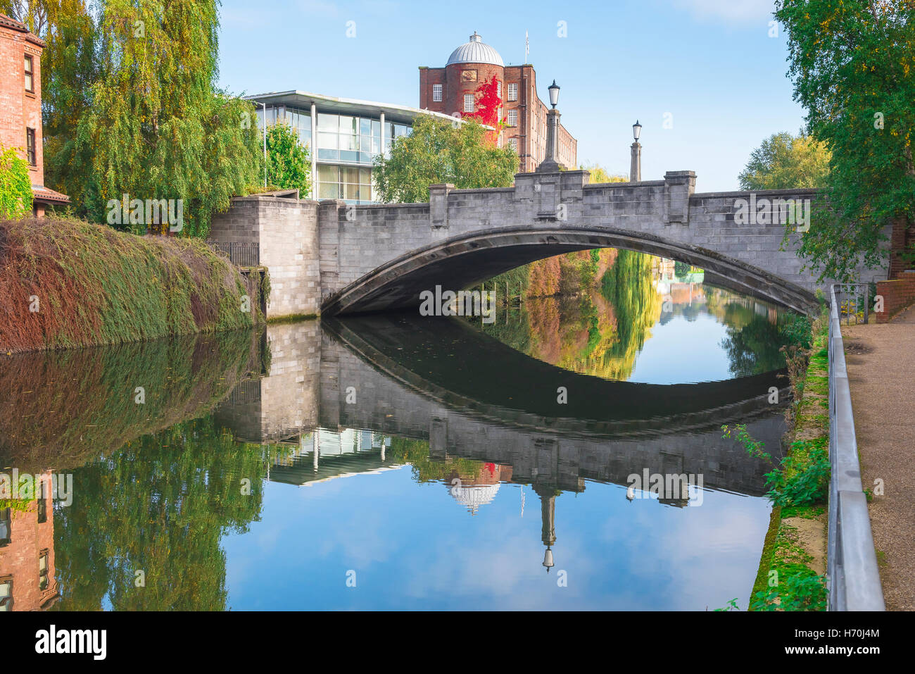Whitefriars Bridge Norwich, view of the Whitefriars Bridge that spans the River Wensum in the centre of Norwich, England, UK. Stock Photo