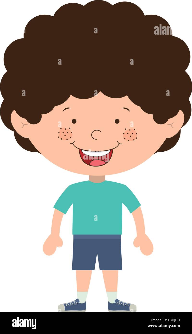 Cartoon Little Boy Smiling Wearing T-Shirt And Shorts Over White  Background. Vector Illustration Stock Vector Image & Art - Alamy