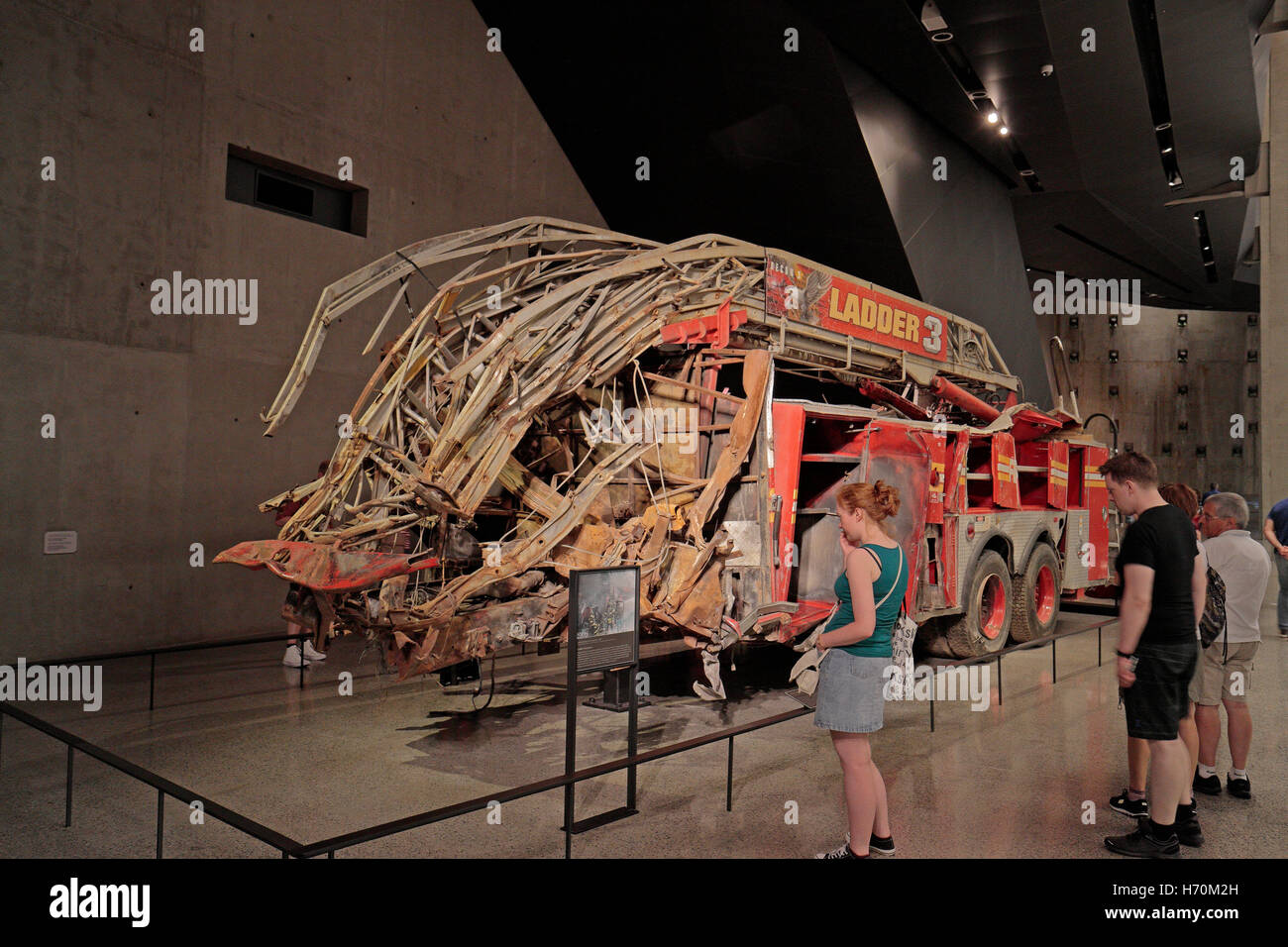 The Partially Destroyed Fdny Ladder Company 3 Fire Truck In The 9 11 Memorial Museum Manhattan New York Stock Photo Alamy