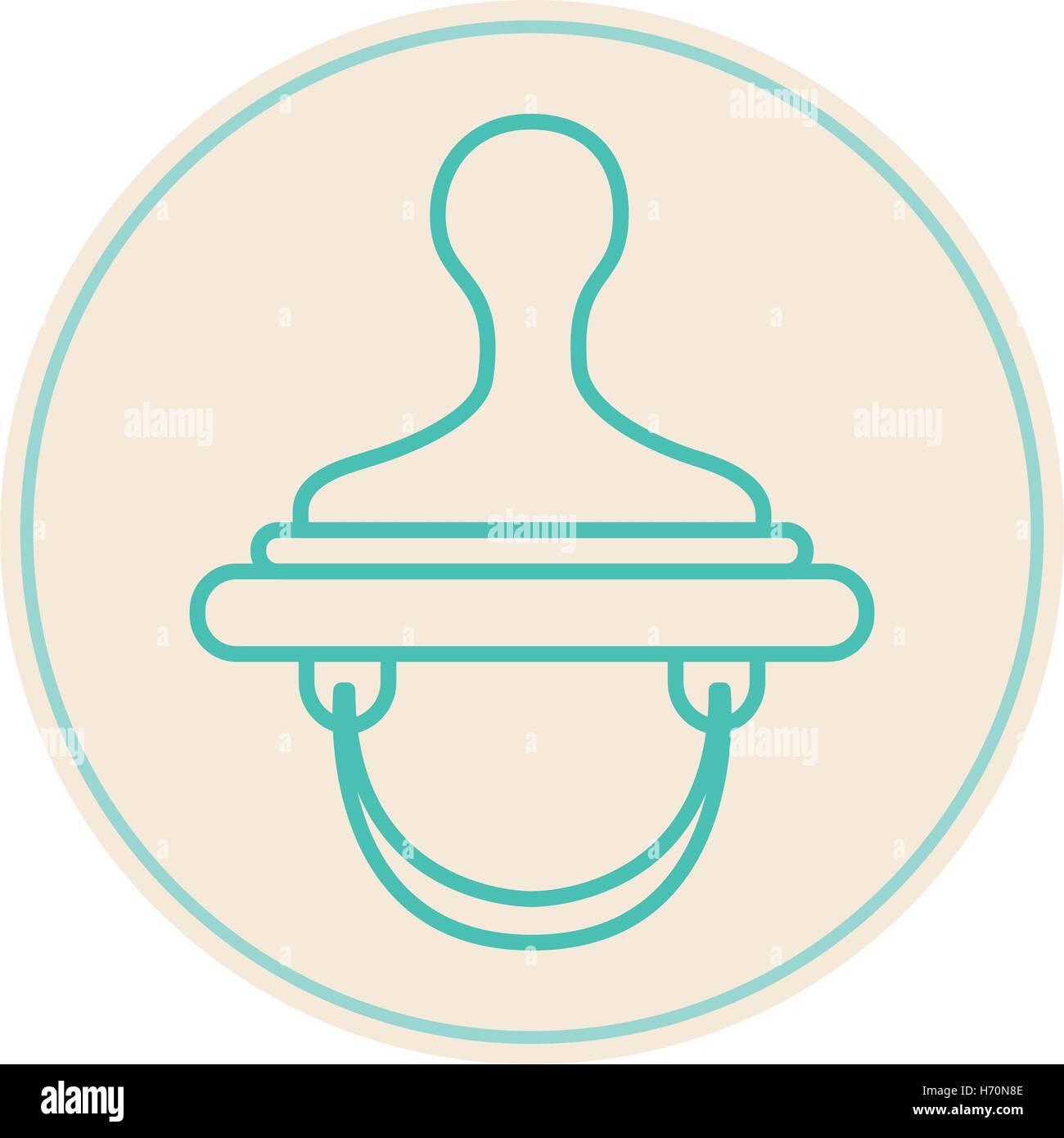 button with baby blue pacifier icon over white background. vector ...