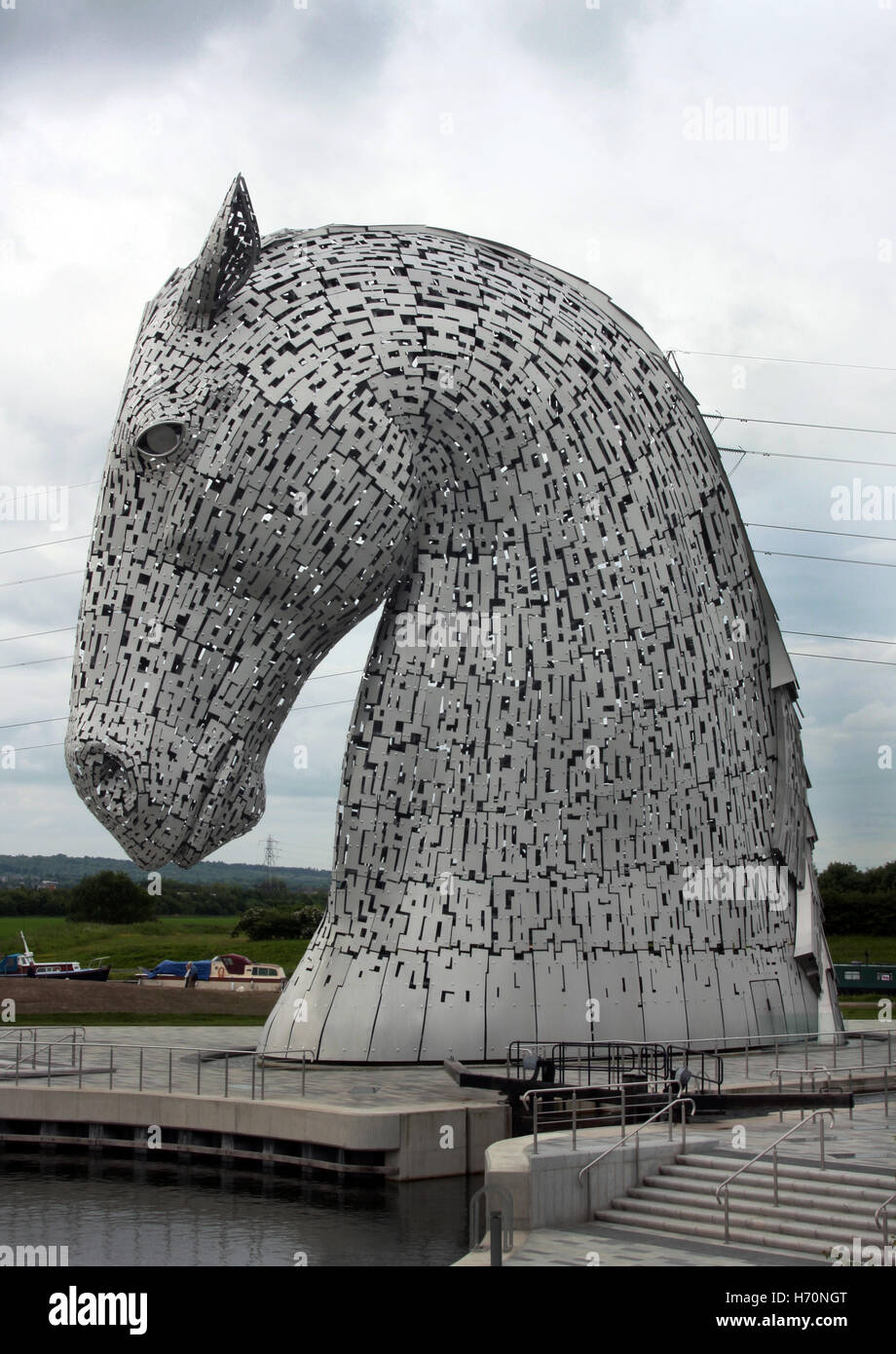 One of the two huge, outdoor Kelpie horse sculptures that sit on the