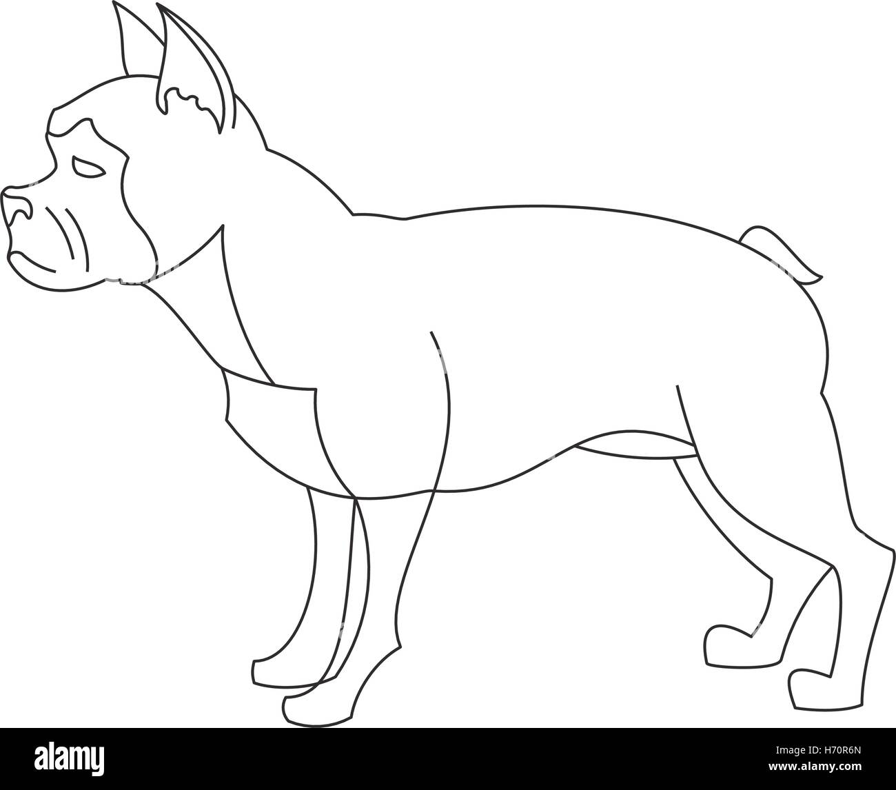 French bulldog linear. Friendly pet and pretty young hound. Vector illustration Stock Vector