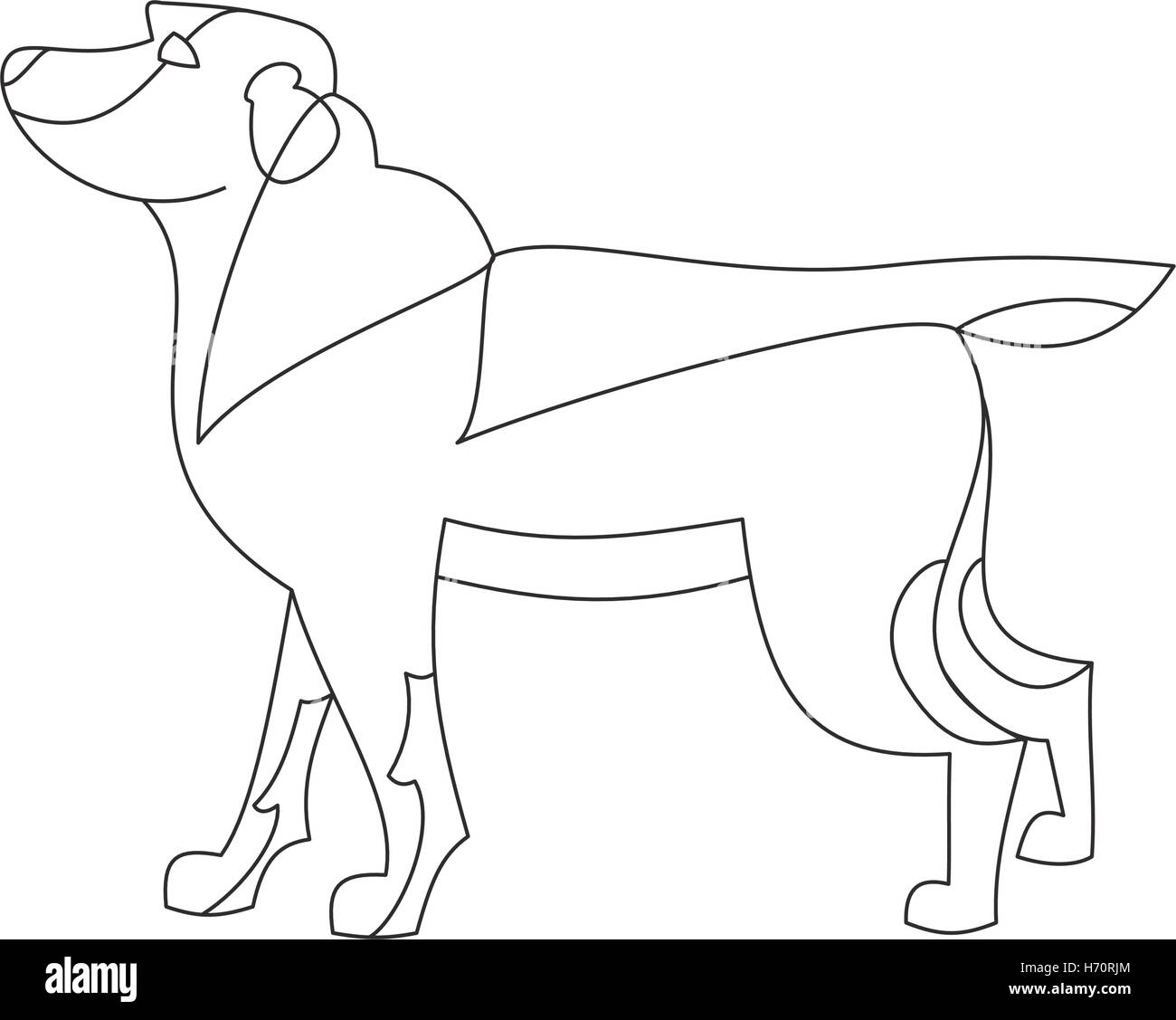 Labrador retriever dog. Doggy purebred in linear style line, vector illustration Stock Vector