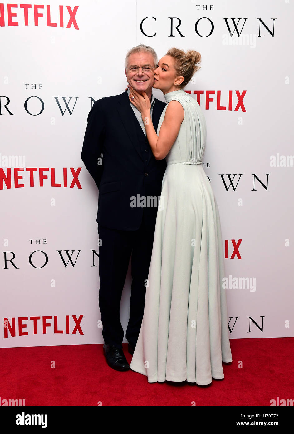 Claire Foy (left) and Matt Smith attending the season two premiere of The  Crown at the Odeon, Leicester Square, London Stock Photo - Alamy