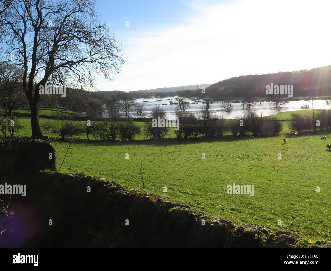 Flooding at Apperley Bridge, Nr Leeds, West Yorkshire Stock Photo Alamy
