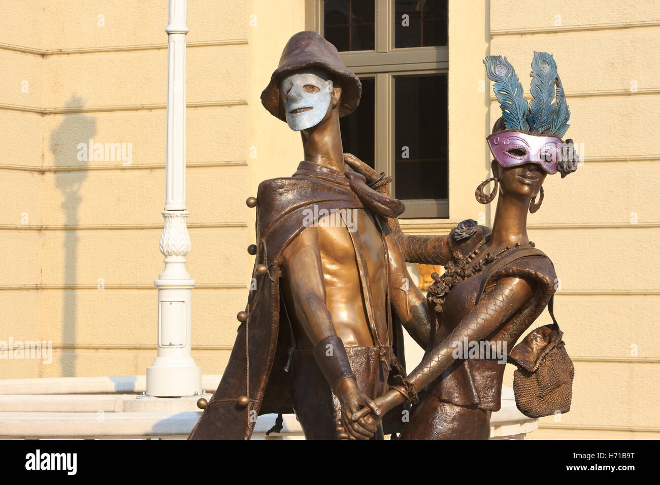 Masquerade by Aleksandar Ivanovski Karadare outside the National Theater in Skopje, Macedonia Stock Photo