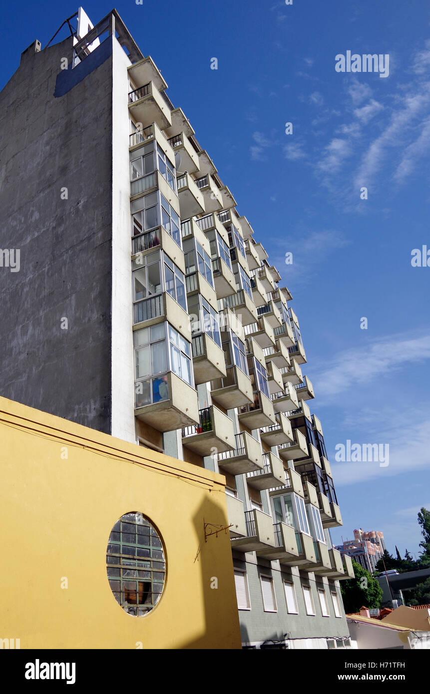 Balconies of apartment building, Lisbon, Portugal Stock Photo Alamy