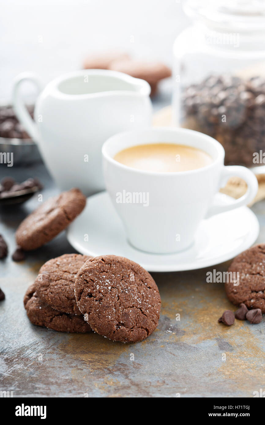 Chocolate cookies with sugar coating Stock Photo